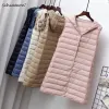 Schichten Schinteon Frauen Ultra -Licht -Down Long Weste mit Hood Closer Slim Weste 90% weißer Ente Down Gilet New 2024 Mode Hot Sale Sale