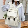 Multi-function Bags Backpack Preppy Students Large Capacity Button Travel Bag Solid Simple Harajuku Fashion Retro Unisex High Street yq240407