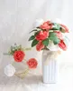 Fleurs décoratives D-sept fleur artificielle 25 / 50pcs Rose corallienne mélangée blanche avec tige pour bouquets de mariage de bricolage Gâteau de douche nuptiale
