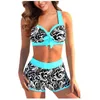 Women's Swimwear Fashion Split High Waist Printed Bikini With Bra Pads And No Steel Swimsuit Costume Da Bagno Donna Taglia Forte