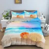 sets Starfish Shell Pattern Duvet Capa Seaside Beach Landscape Capa Rainha King Tamanho Doulo