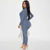 Jumpsuits voor dames rompers Cutenova dames casual sport o-neck full slave strakke jumpsuit grijs zachte ondergoed potlood jumpsuit warm t-shirt y240425