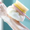 1PC Pinge Sponge Long Hair Bath Bath Broup Doubleside Frot Brosse de douche arrière Back Scurber Exfoliant Tool 240418