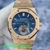AP Crystal Wrist Watch Royal Oak Series 41mm Diâmetro 18K Rose Gold Tourbillon Manual Mechanical Mens Luxury Watch 26522or