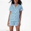 Damenschlaf Lounge Preppy Monkey Pyjamas Set Women Y2K Kleidersrapelkragen Single Breace Short Sleeve Shirt Top und Shorts