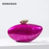 Acrylic egg shape clutch bag women designer evening party cute purse rose shell handbag High Quality 240415