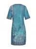 Plus -storlek Casual Womens Summer Medium kjol 5xl 2023 Fashion Large V Neck Print Short Sleeved Aline Loose Dress 240412