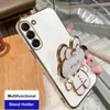 Mobiltelefonfall Mirror Plating Phone Holder Fall för Samsung Galaxy S23 S20 S22 S21 S10 S9 S8 Obs 10 20 8 9 Plus Ultra 5G S20 Fe Stand Cover 240423