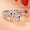 Cluster Anneaux DRRRING 18K plaqués 1CT All Moissanite for Women Classic Wedding Band S925 SERPING SILPS FINELRY BIELLY GRA GRA