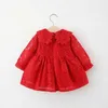 Kızın Elbiseleri Bahar Yenidoğan Bebek Kız Giysileri Dış Yiyen Bebek Bebek Bezi için İçi Boş Dantel Elbise 1 Yıl Doğum Günü Prenses Parti Elbiseleri D240425