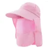 Chapeaux à bord large femmes extérieurs conduisant anti-uv chapeau de soleil pliable gros masque caps plage de protection solaire protection du cou de cou bourdonnant b7k6