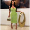 Abiti casual Olivekwok Donne in maglia in maglieria a costine Ternello Bodycon senza maniche Abito Midi 2024 Autunno Sexy Party Club Vestidos