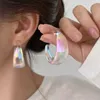 Stud vintage kleurrijke acryl grote cirkel hoepel oorbellen voor vrouwen meisje Koreaanse zoete hars geometrische temperament oorbellen sieraden