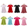 Robes de fille enfants pour filles Cotton Ruffle Smokled Color Robe Sleepwear Sleeping Sleeve Soueve Summer Blank