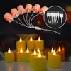 Bougie à thé LED rechargeable avec batteries Type-C Charge USB Décoration télécommandée vacillante Bougies votives imperméables jaunes 240417