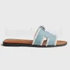 Diapositivas de Jane Denim de alta calidad Sandalias para mujeres Flat Slipper 24 Spring Summer Beach Sandale Femme Scrippre Borded Mulas de verano Bules Pantoufle rasguño