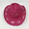 Cappelli larghi cappelli da secchio Cappelli Rose Weave Hollow Western Cowboy Cappello per uomini Donne Summer Outdoor Cowgirl Beach Sun Pyrus Hat Sombrero Hombre J240425