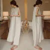 Robes décontractées coréen Summer Femme Sans manches Split Robe Top Top Couleur Couleur solide Linette Luzy Colon Coton Femme Coton Femmes