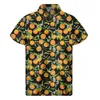 Casual shirts voor heren banaan oranje pitaya fruit grafisch shirt heren 3d print hawaiian shirts tops Hawaii strand korte mouw knop rapel aloha blouse 240424