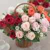 Fleurs décoratives sans entretien artificiel réaliste de rose réaliste restreinte Bouquet de faux fleurs pour le mariage pour le mariage décor