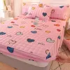 Ensemble draps de lit d'impression de dessins animés en fibre polyester, feuille d'adaptation de literie, couvre-lit de matelas au lit avec ensemble de lit de chambre à coucher à bande élastique