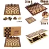 Schachspiele 3 in 1 Brett falten hölzerne tragbare Spiel für ADTSCHESS -Checkers und Backgammon Drop -Liefersport Sport im Freien Freizeittabelle oty5o