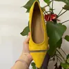 Chaussures décontractées en cachemire à la main à la main au citron plat jaune confortable et polyvalent quatre saisons