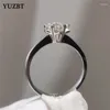 Pierścienie klastra Yuzbt Women 925 Silver 1 6,5 mm Doskonałe cięte kamień szlachetny Test Diamond Diambed D Color Moissanite prosta biżuteria Pierścień Pierścienia