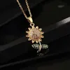 Pendant Necklaces European and American fashion color sunflower necklace cute sunflower wild personality collarbone chain gift