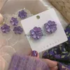 Sexy Woman Purple Flower Earrings Party Club Accessories Ear Stud Earrings Fashion Jewelry Korean Pearl Earrings Moda Mujer