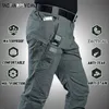 Calças masculinas Novas calças táticas de bolso múltiplo Elasticidade Militar Urbano Tacitcal Tacitcal Cargo à prova d'água Homem Pant 6xl D240425