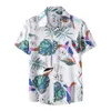 Мужские повседневные рубашки мода летняя гавайская рубашка для мужчин тропические растения оставляют 3D Принт короткие рукава Harajuku пуговица вниз по алоха