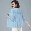 Frauenjacken 2024 Mode Sonnenschutzkleidung Sommer Lose UV -Schutz kurzer Kapuzenmantel Dünne Jacke Oberbekleidung
