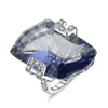 Klaster Pierścienie Klejnot Piękno Solid 925 Sterling Srebrny Naturalny Lolite Blue Mystic Quartz Crefer Pierścień dla kobiet Nieregularna biżuteria