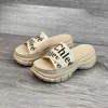 Slippers summer women wedge slippers high heels thick sole sandals female platform white slides for woman cross fish-mouth open toe shoes