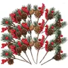 Kwiaty dekoracyjne 10pcs Fałszywe gałęzie wybiera imprezę Symulację Pine Decor Decor Autumn Berry Xmas Christmas