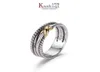 Rings Dy Twisted Two-Color Cross Ring Women Fashion Platinum Geplaatste zwarte Thaise Sier Hot Selling Jewelry2872217