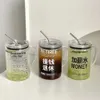 Tumblers 1000ml large capacity glass Ins style milk cup with cover and straw transparent foam tea coffee drink dessert H240425