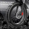 Cyklar Ridstar Q20 Ectric Bike 2000W 48V 40AH Vattentät och stark dubbelmotor 20 * 4,0 fettdäck för bergsektric cykel för vuxna L48