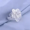 Cluster Rings 925 Sterling Silver Pretty Big Flower Ring For Women Fashion Party Wedding Fine Jewelry Brands Holiday Gift