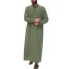 Vêtements ethniques Mentes Moyen-Orient Style Arabe simple Robe musulman avec design bouton côté fente à manches longues Dubaï arabe Islam