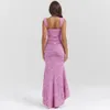 Sladuo femmes mode sexy sans lintage en dentelle vintage corset maxi robe pour la soirée club de soirée célébrités robes de dame vestidos 240420