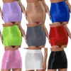 Skirts Women Glossy Pencil Skirt Solid Color Casual High Waist Elastic Waistband Miniskirt