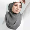 Hijabs Muslim Pearl chiffon de alta qualidade mini plissado chiffon hijab xale muçulmano para mulheres lenço hijab d240425