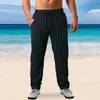 Herrenhosen Neue Herren Baumwollwäsche Hose Design vertikale Streifen atmungsaktive Hose lässig Baggy elastische Taille gerade Bein Jogginghose D240425