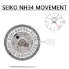 Horloges Japon Original Seiko NH34 NH34A GMT 24 Jewels Automatic Mécanique Date de grande précision Mouvement de haute précision 3 heures / 3,8 O'Clock Crown