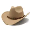Breda randen hattar hink hattar cowboy fedoras hatt för man hattar för kvinnor bälte utomhus reser kyrka panama läder band elegant lady hatt höst breda grim y240425