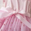 Robes de fille à polka bébé robe fille robe princesse en mesh jupe d'été sans manche de fantaisie anniversaire de fête de baptême