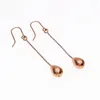 Dangle Earrings Simple 585 Purple Gold Shiny Drop Shaped Long Earring For Women Plated 14K Rose Classic Party Jewelry Gift