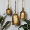 Decorative Figurines 3Pcs/Set Copper Cow Bell With Lanyard Shabby Country Style Brass Handmade Horse Sheep Grazing Bells Ornament